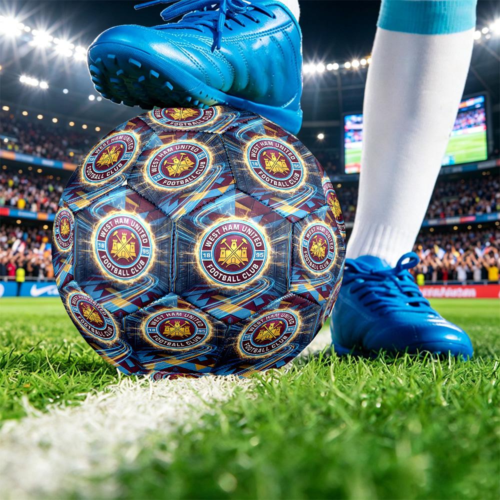 West Ham United FootballPrinted Size 5 Soccer Bootball, Anti Slip Adult Match Football Souvenir for Football Fans