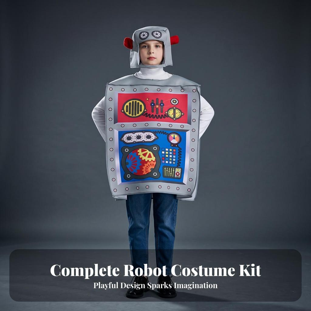 Robot Costume Polyester-Blend with Headpiece Loose-Fit for Cosplay