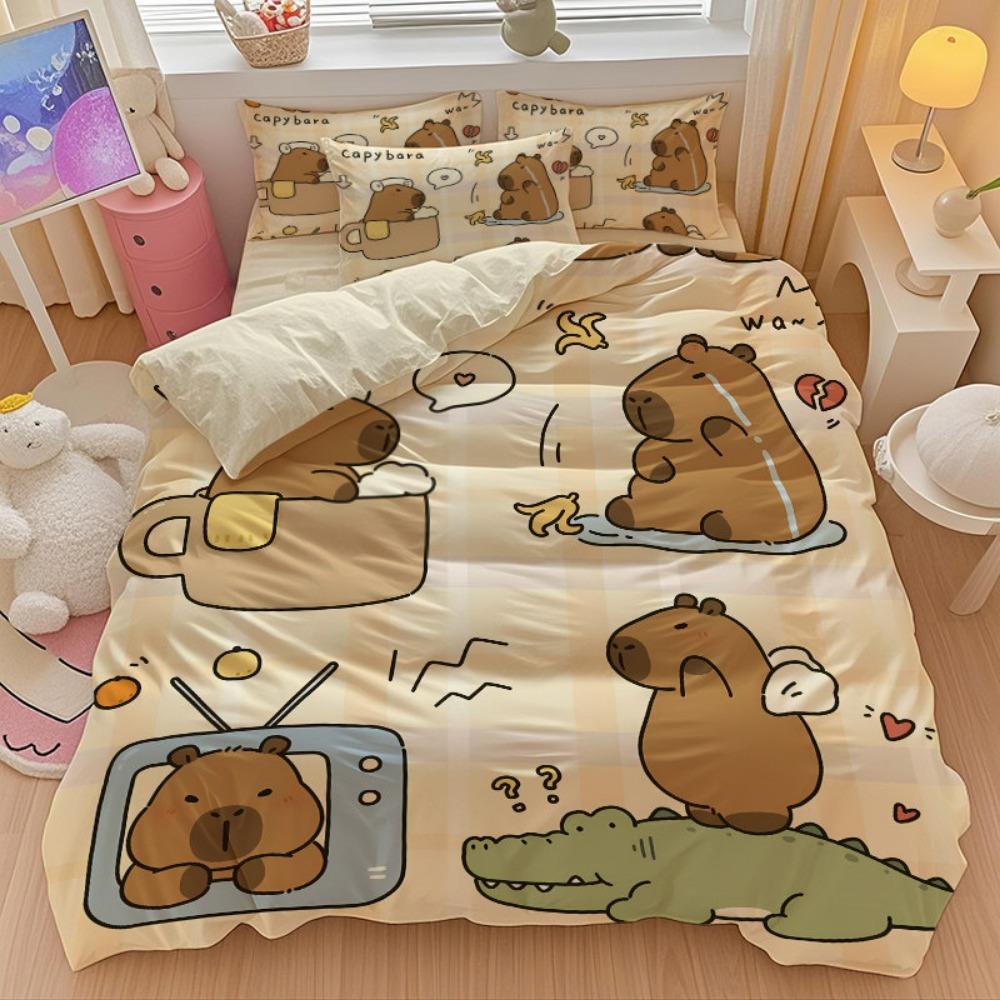 Capybara Dekbedovertrek kussensloop Beddengoed Slaapkamer Decoratie Kinder Cadeau volwassene Enkel Dubbel bed Grote Maat Rits Dekbedovertrek 100x140cm