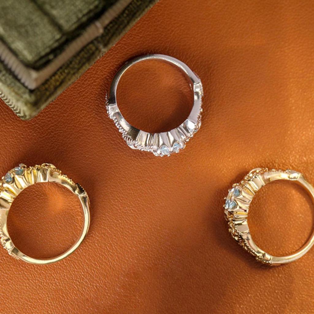 S925 Sterling Silver Gold-Plated Diamond Ring - Niche Retro High-End Cold Style Jewelry