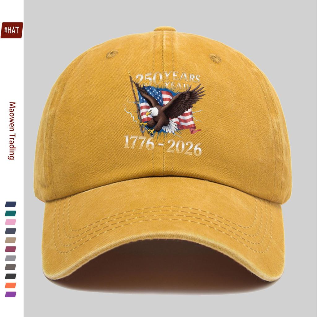 Pc Th Anniversary Themed Baseball Cap Black With Embossed Years And White Eagle With American Flag And