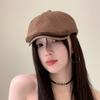 Retro Corduroy Painter Hat Spring and Autumn Versatile Fashion Show Small Face Forward Hat Advanced Sense Beret