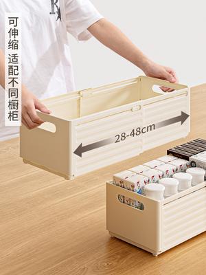 Retractable Drawer Organizer Adjustable Length, Expandable Cabinet& Refrigerator Organizer Stackable for Bathroom Office Kitchen