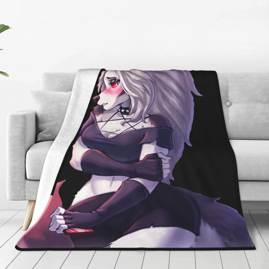 Shy Loona Flannel Throw Blankets Helluva Anime Blanket for Home Bedroom Soft Bedspread