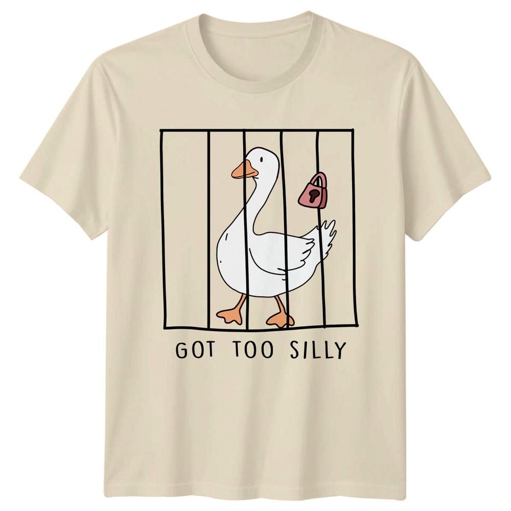 

Слишком глупый гусь клетка смешной животный каламбур мужская женская футболка 4XL