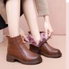 Boots Thick-soled Thick-haired Comfortable Medium-heeled Short Boots Winter Side Zipper Cotton Boots Warm Soft-soled Leather Boots
