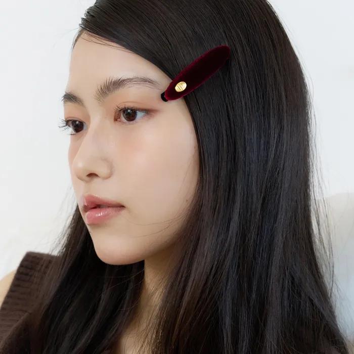 oval velvet hair pin (4colors)