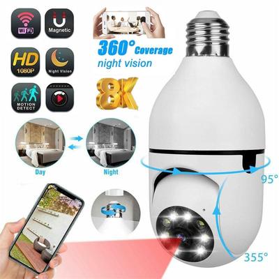 E27 200W 2.4G 1080P Panoramic Camera Home Security Cctv Camera WiFi Night Vision Webcam Support Two-Way Audio Talk Remote View Via Smartphone