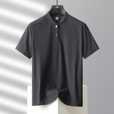 POLO Shirt Short Sleeved Men's Thin Stand Up Collar Quick Drying Loose T-shirt Ice Silk Breathable Upper Garment