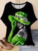 Retro Elegant Women's T-Shirt Ladies Pattern Casual T-Shirt Short-Sleeved Round Neck Tees Women's Clothing Summer Women's Tops