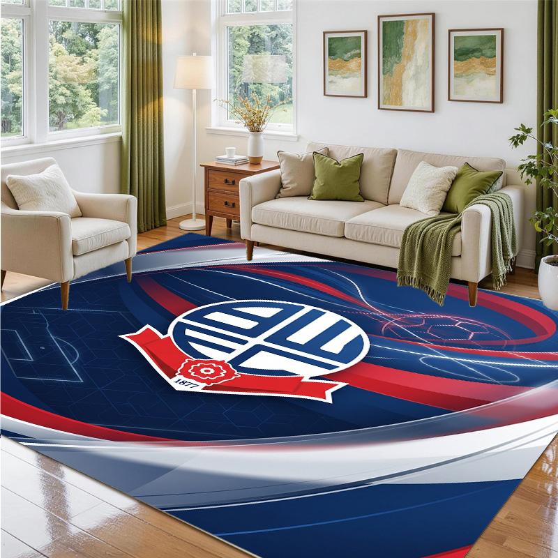 Bolton Wanderers FC Design Kristall-Samt-Teppich Weiche Dekorationsmatte für Schlafzimmer Eingang