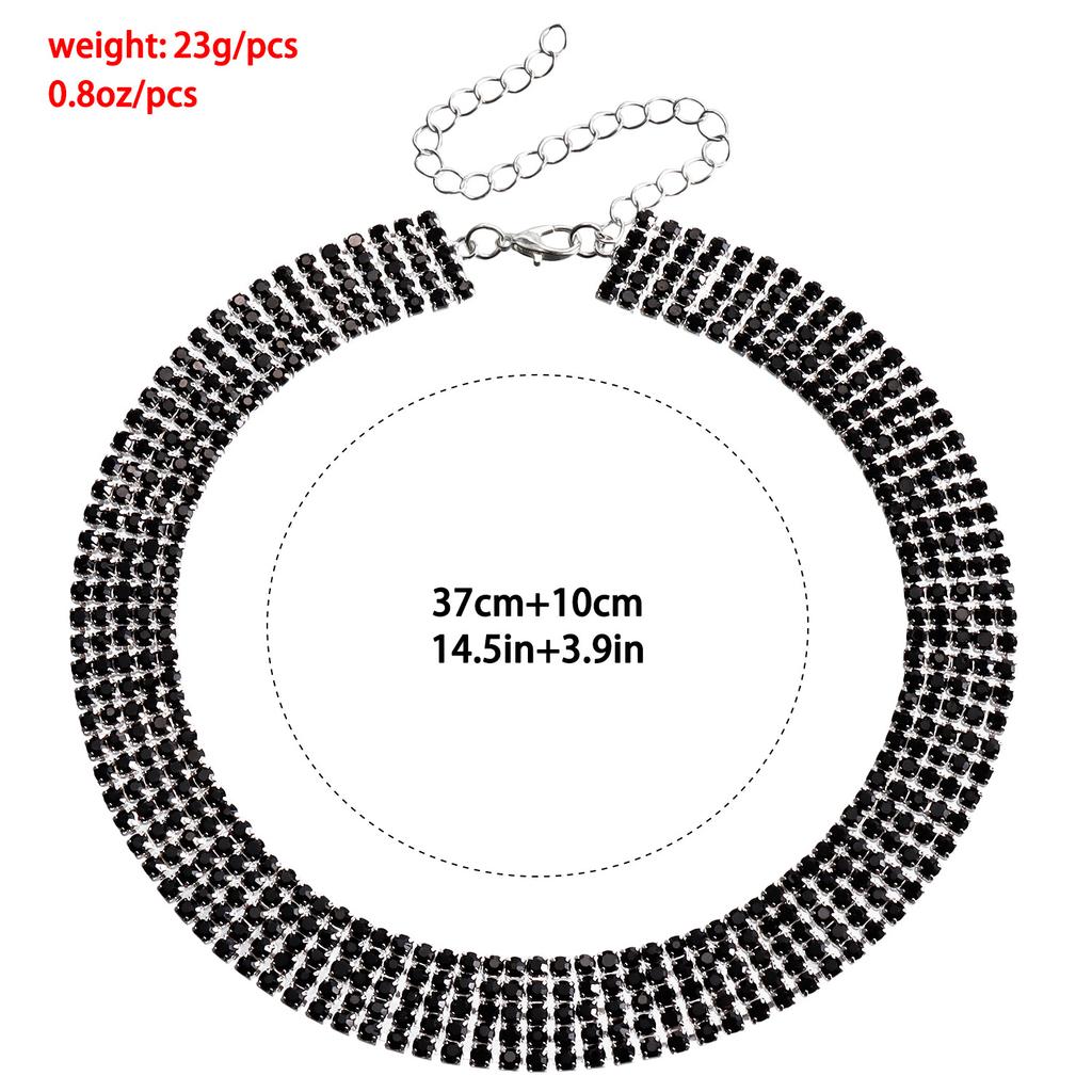 Accessories, Temperament Multi-Row Claw Diamond Chain Necklace, Women'S Banquet Accessories, Wind Black Full Diamond Necklace