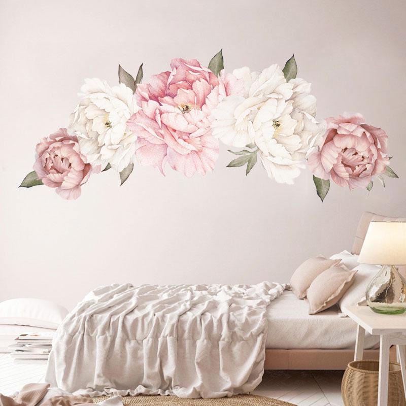 2PCS Wall Sticker Peony Rose Flower Wall Decal Nursery Home Sticker Decor Art C