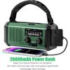Nødværradio 20000mAh NOAA/AM/FM med 74000mWh USB/Solcelle/Håndsveiv Lading, Batteridrevet, SOS-alarm og Lommelykt for Innendørs