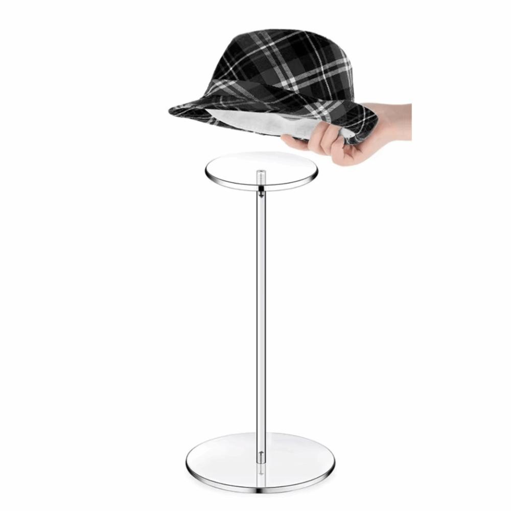 Round Hat & Wig Display Stand Acrylic Freestanding Plastic Shelf Desktop Storage Rack Wig Showcase