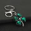Keychain Pendant Sparkling Rhinestones Four-Leaf Clover Design Key Chain with Lobster Clasp Easy to Hang Key Holder Backpack Car Accessory