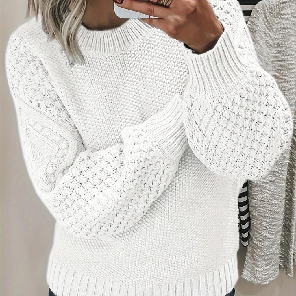 26 Spring Autumn Women's Cable Knit Loose Round Neck Pullover Sweater