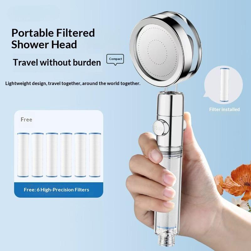 Filtered High Pressure Shower Head Travel Portable Bathing Shower ABS Plastic Hotel Travel Shower Head Skin-beautify With Filte