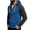 Men's Casual Colorblock Hooded Jacket with Zipper and Large Pockets, Raglan Sleeve Long Sleeve Coat