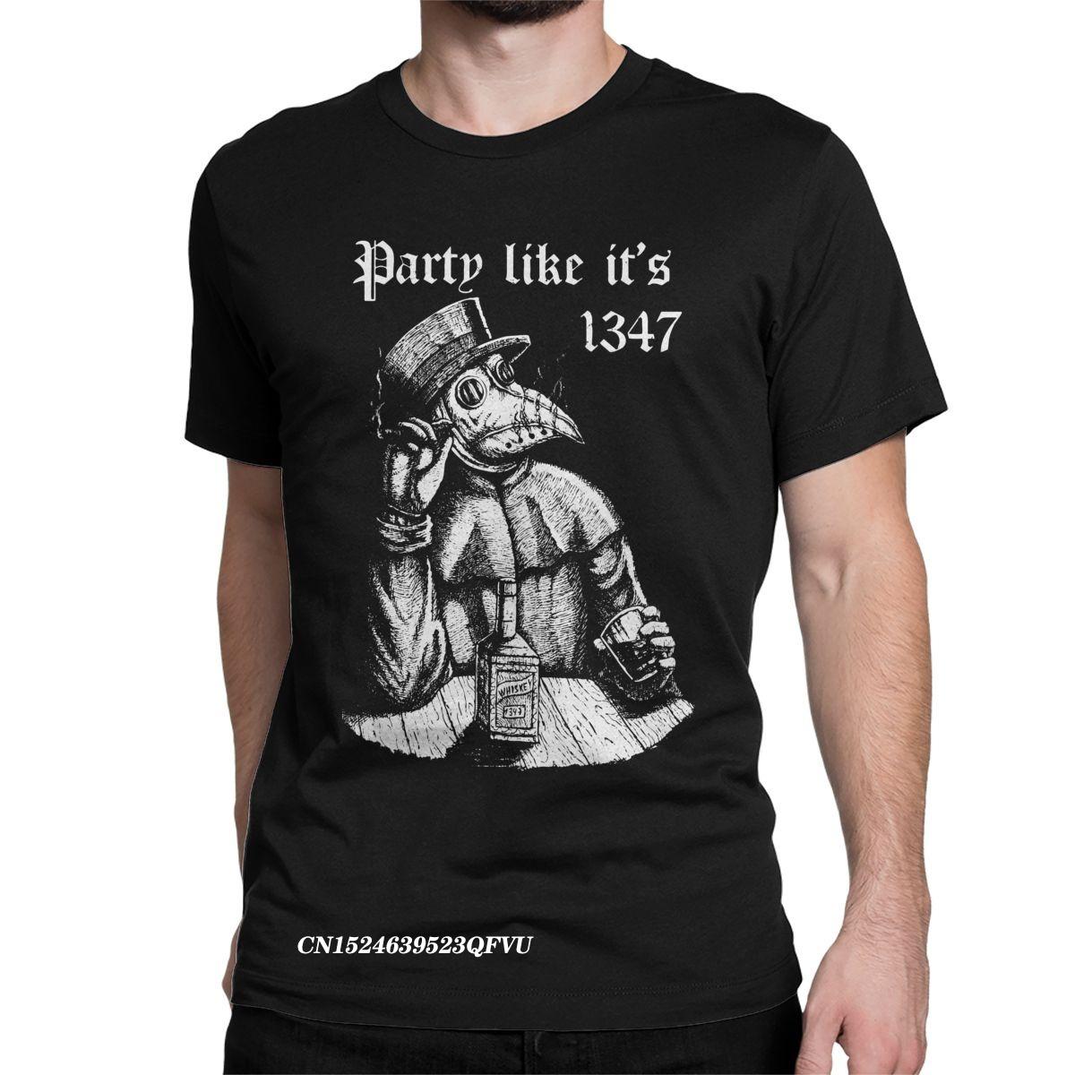Party Like It s 1347 Vintage Plague Doctor Men s Tshirt Medieval Horror Funny Tee Shirt  T-Shirts Cotton Clothes S разноцветный
