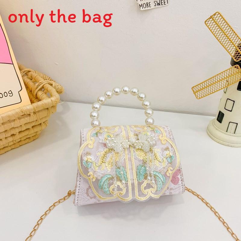 Childrens Cute Princess Crossbody Bag With Artificial Pearl Decoration And Embroidery Design For Daily Use
