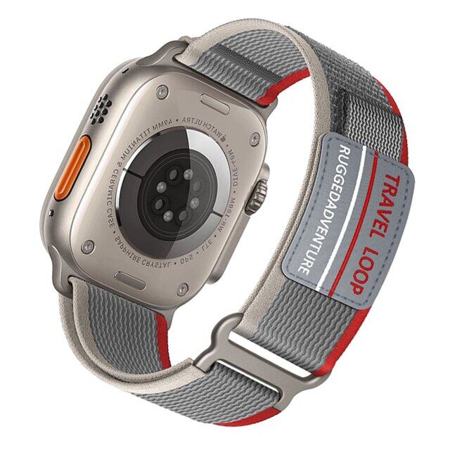 

Trail Loop для Apple Watch Ultra 2 Band 49 мм iWatch Series 9 41 мм 45 мм Sport Loop Band 42 мм 38 мм 40 мм 44 мм для Apple Watch Ultra Series SE 6 5 4 3 2 1 42-44-45-49mm XL(6.7-9.05inch) рубиново-красный