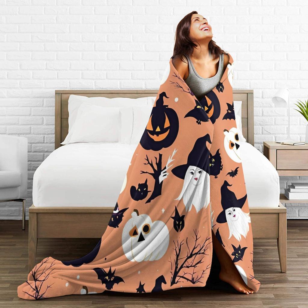 Halloween Theme Pattern  Blanket Quality Warm Soft  Bedding Throws Winter Kids Home Decor Fashion Bedspread