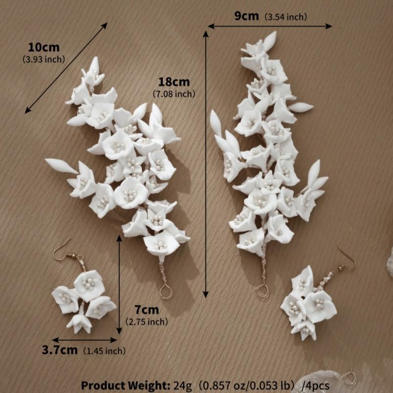 

Clay Flower Hair Band Earrings Set Hand-wound Accessories Sen Beautiful Wedding Bride Headwear