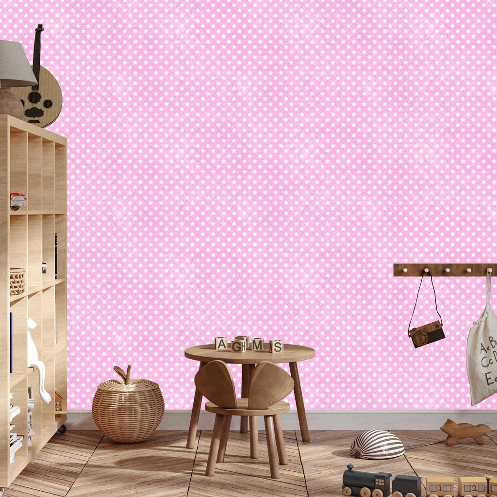 Powder Pink Stars Wallpaper for Living Room and Bedroom 50x1000