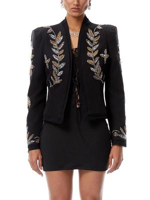 2026 Frühling Damen Luxus Blazer mit Strasssteinen und schwerer Perlenstickerei