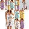 Womens Midi Dress Sleeveless Boho Beach Casual Floral Sundress Perfect For Summer