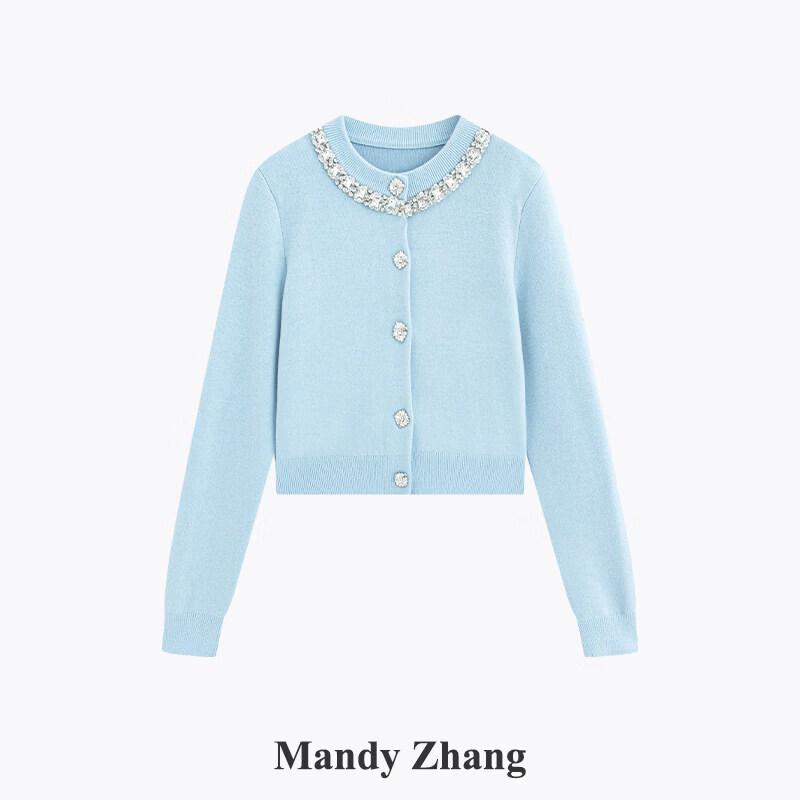 Mandy Zhang Verzierter Strickkartenigan & Rock-Kollektion aus Wollmischung