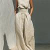 Spring and Summer European Style Women Clothing Cotton Sleeveless Casual Set