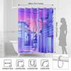 Japanese Anime Street Shower Curtain - Creative Aesthetic Purple City Art - Indoor Home Bathroom Decor Artistic Bath Curtain