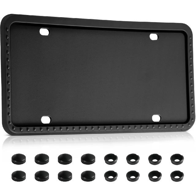 LivTee Silicone License Plate Frames Covers, 1 Pack Universal n Car Accessory License Plate Bracket Holder, Licence Plate Accessories - Black
