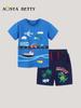 European & American Style Toddler Boys' Cartoon Print Cotton Shorts Set