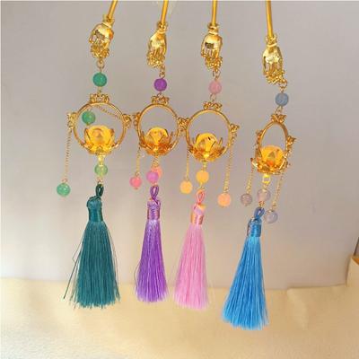 Fermacapelli antica lanterna di palazzo, fermacapelli luminoso di alta gamma con nappe, acconciatura da donna, accessori per capelli Hanfu