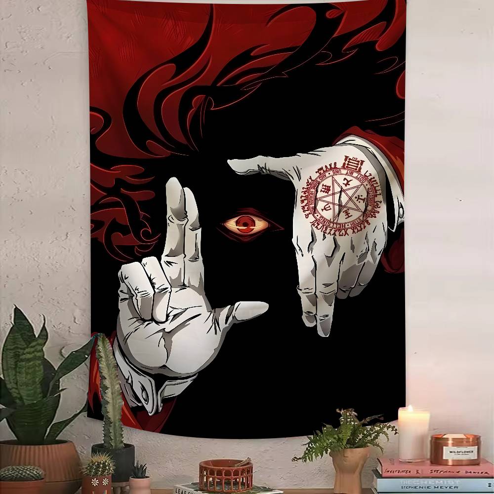 Cool Alucard Anime HHellsing Tapestry Art Printing Japanese Anime Wall Tapestry Anime Wall Hanging Home Decoration