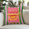 Sardines green pink stripe square Jacquard Pillow Cover for Sofa Office Waist Cushion Cover Home Decorative Pillowcase