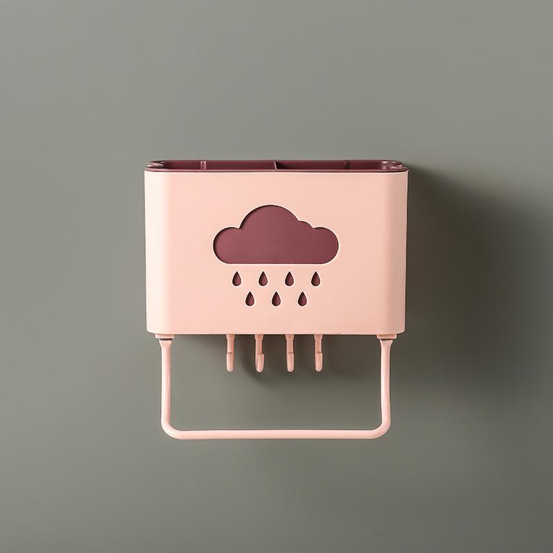 

Премиальный многофункциональный держатель для кухонных палочек и столовых приборов с дренажной подставкой без сверления розовый