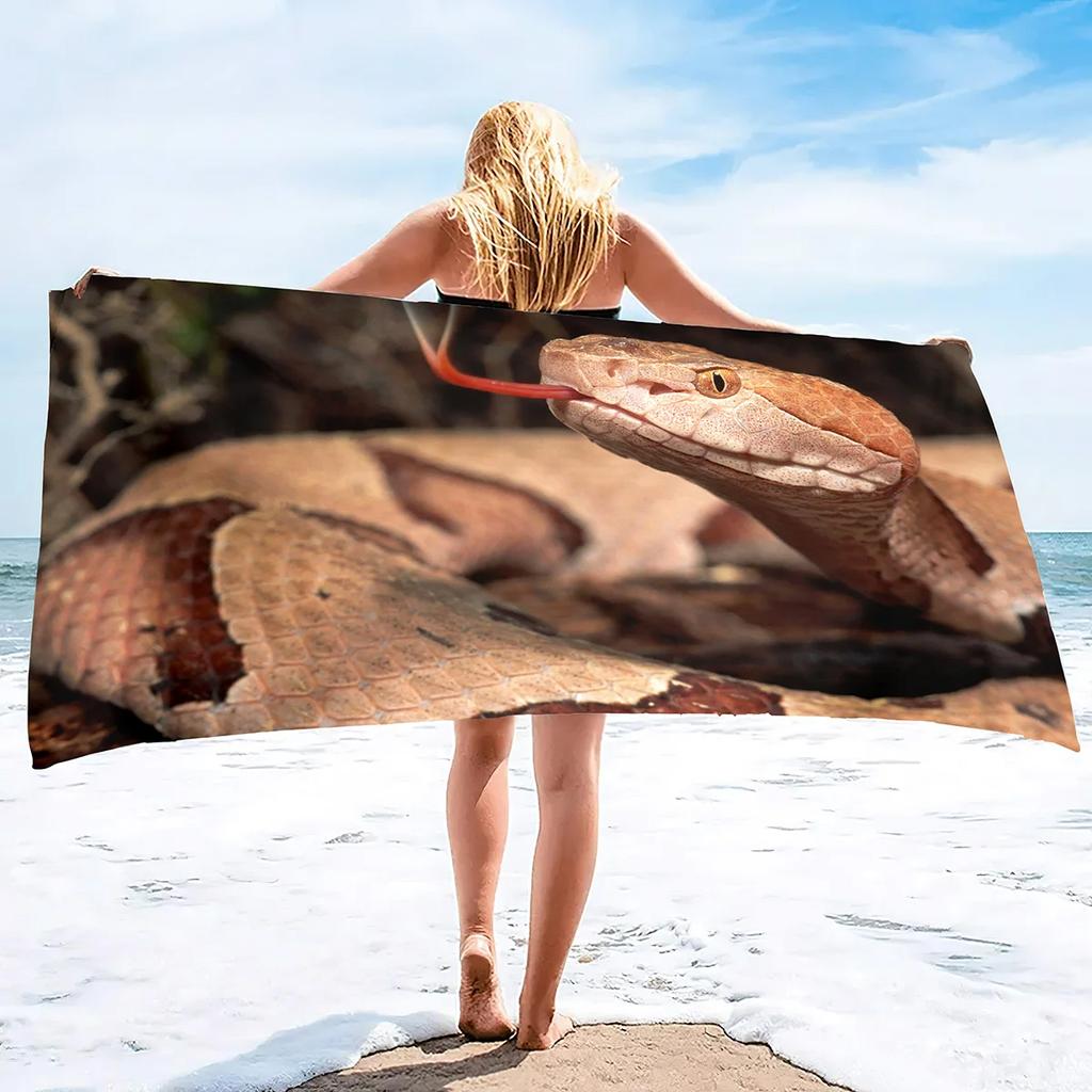 Snake Beach Towel Oversized Microfiber Bath Towel,Super Absorbent Sand Free Cool Swim Travel Spa Sport Towels for Reptile Lovers