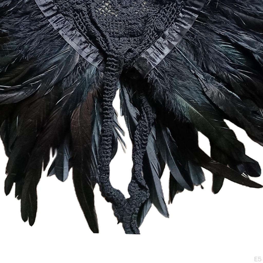 Feather Cape Plume Gothic Scarves Accs Witch Shoulder Black Swan for Halloween Cosplay Party