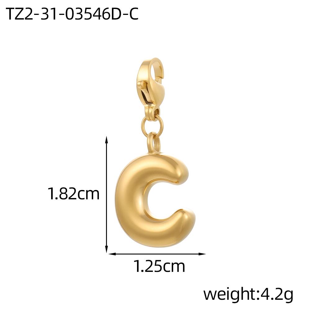 CARLIDANA 3PCS Bubble Letter Jewelry Pendant A-Z Stainless Steel Lobster Clasp Gold Color Bracelet Alphabet Charms Accessories