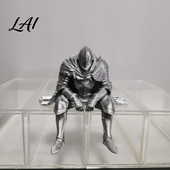 Detailed Medieval Soldier Model 3D Printed Resting Knight Figurine Edge Sitting Dark Fantasy Personalized Gift for Him Statue Armored Warrior Shelf