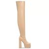 Fashion New Style Luxury Women Thigh High Boots Double Platform Block High Heels Over The Knee Boots Zip Sexy Long Shoes Boots for Woman