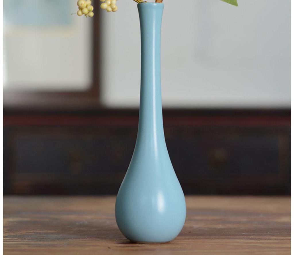 Vaso Ceramica Blu Zen - Mini Composizione Floreale, Ornamento per Soggiorno, Portafiori Secchi, Decorazione Floreale Arte Cerimonia del Tè Giapponese.