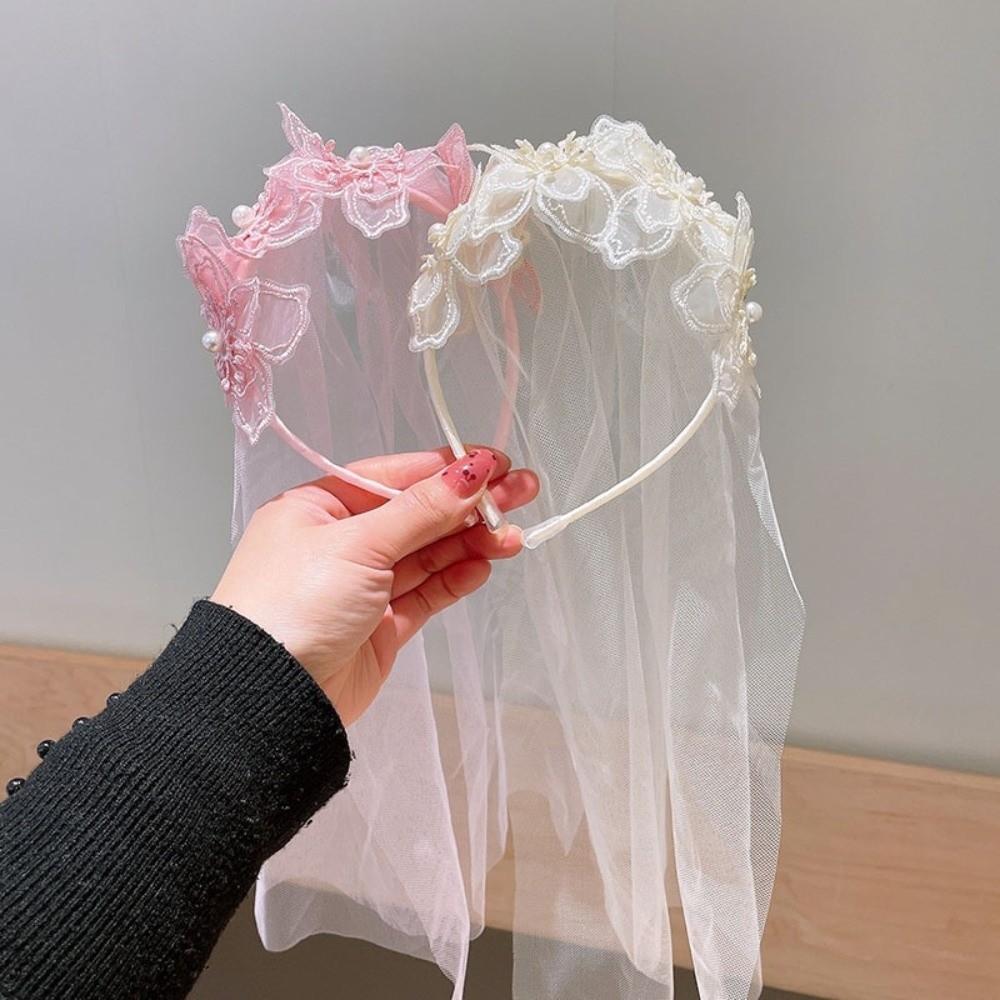 3D Princess Headband Versatile Hair Headband Cute Pearl Crown Girls Birthday Party Photo Props