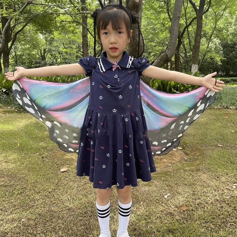 Boys Girls Shawl Butterfly Wing Dancing Party Photo Fairy Cosplay Accessory Christmas Halloween Dress up Cape Coverups