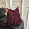 New Boho Style Fringe Crossbody Bag Vintage Suede Shoulder Bag Women's Large Capacity Casual Fringe Postman Shoulder Bag