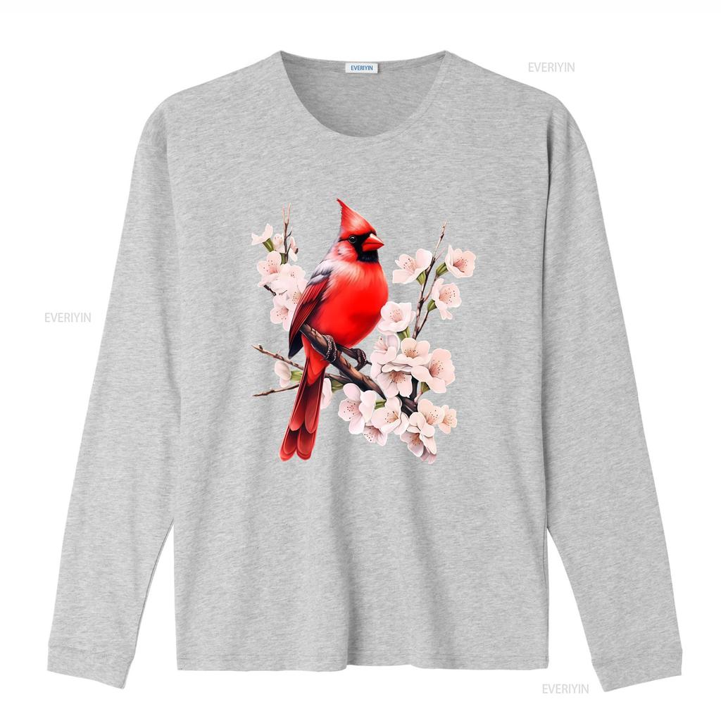Northern Cardinal Wild Backyard Birds Flower Garden Birders T Shirt Vibrant Red Perched on Blossom Branch Design vintage